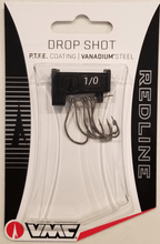 Load image into Gallery viewer, VMC RedLine Series™ Drop Shot hook is designed for precision and durability in drop shot fishing. Featuring a sharp point, corrosion-resistant coating, and perfect balance, this hook ensures strong hooksets and reliable performance for targeting bass in various water conditions