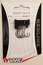 Load image into Gallery viewer, VMC RedLine Series™ Drop Shot hook is designed for precision and durability in drop shot fishing. Featuring a sharp point, corrosion-resistant coating, and perfect balance, this hook ensures strong hooksets and reliable performance for targeting bass in various water conditions