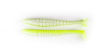 Load image into Gallery viewer, X Zone Pro Series Mega Swammer 5.5-inch soft plastic swimbait with ribbed sides and three-dimensional paddle tail, ideal for bass fishing techniques like swim jigs, umbrella rigs, bladed jigs and trolling