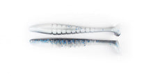 Load image into Gallery viewer, X Zone Pro Series Mega Swammer 5.5-inch soft plastic swimbait with ribbed sides and three-dimensional paddle tail, ideal for bass fishing techniques like swim jigs, umbrella rigs, bladed jigs and trolling