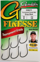 Load image into Gallery viewer, Gamakatsu G-FINESSE Drop Shot Hook features a sharp, durable design for precision drop shot presentations. Its compact, corrosion-resistant construction ensures strong hooksets and optimal bait positioning, making it ideal for targeting bass in various freshwater fishing conditions