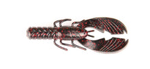 Load image into Gallery viewer, X Zone Muscle Back Craw 4-inch soft plastic bait with floating, cupped claws and cross-ribbed body, ideal for bass fishing techniques like flipping, pitching, punching, and as a jig trailer