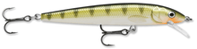 Load image into Gallery viewer, Rapala husky jerk yellow perch. Featuring suspending/neutral buoyancy with long casting ability.  It has loud rattles and runs straight. You can cast or troll. Features premium VMC® black nickel hooks three superior finish styles hand tuned & tank tested
