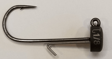 Load image into Gallery viewer, 1/8 ounce tungsten ned head jig with bait keeper and Mustad Ultrapoint Hook