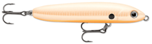 Load image into Gallery viewer, The Rapala skitter v bone colour topwater bait features an exclusive design that radically alters the action of the lure. V-hull body design combined with tail weighted balance allows the lure to cut quick with the snap of the rod, ending with a soft, long glide on slack line. This hard bait is perfect for the walk the dog presentation