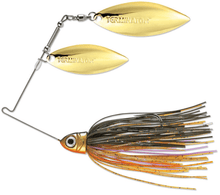 Load image into Gallery viewer, Terminator Pro Series Double Willow Spinnerbait features a durable wire frame, double willow blades for flash and vibration, lifelike skirt, oversized 3D eye, premium VMC® hook, and trailer keeper. Perfect for attracting bass and gamefish in all conditions