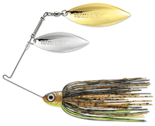 Load image into Gallery viewer, Terminator Pro Series Double Willow Spinnerbait features a durable wire frame, double willow blades for flash and vibration, lifelike skirt, oversized 3D eye, premium VMC® hook, and trailer keeper. Perfect for attracting bass and gamefish in all conditions