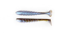 Load image into Gallery viewer, X Zone Pro Series Swammer 4-inch soft plastic swimbait with ribbed sides and three-dimensional paddle tail, ideal for bass fishing techniques like swim jigs, umbrella rigs, bladed jigs, trolling and swimbait techniques