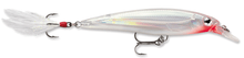 Load image into Gallery viewer, Rapala xrap glass ghost suspending jerk bait.  Featuring 3D holographic eyes, VMC hooks and a flash feathered treble hook teaser tail