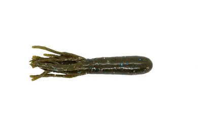 X Zone X-Tube 3.75-inch soft plastic tube bait with segmented body and salt-loaded formula, ideal for bass fishing techniques like dragging, jigging, flipping, pitching, and punching