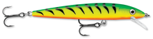 Load image into Gallery viewer, Rapala husky jerk firetiger. Featuring suspending/neutral buoyancy with long casting ability.  It has loud rattles and runs straight. You can cast or troll. Features premium VMC® black nickel hooks three superior finish styles hand tuned &amp; tank tested
