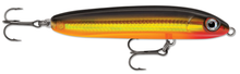 Load image into Gallery viewer, The Rapala skitter v gold colour topwater bait features an exclusive design that radically alters the action of the lure. V-hull body design combined with tail weighted balance allows the lure to cut quick with the snap of the rod, ending with a soft, long glide on slack line. This hard bait is perfect for the walk the dog presentation
